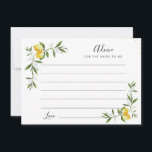 Aquarelllemonen und Grüntafeln Hinweiskarte<br><div class="desc">Ein schönes Aquarellfarben-Design. Sie können die Farben und Textdetails ändern.</div>