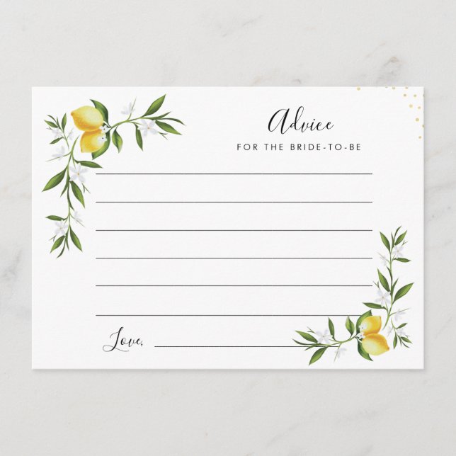 Aquarelllemonen und Grüntafeln Hinweiskarte (Vorderseite)