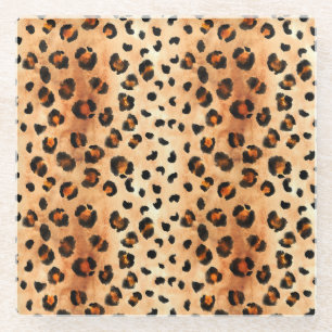 Aquarellleopard Print: Exotic Fur Textur Glasuntersetzer