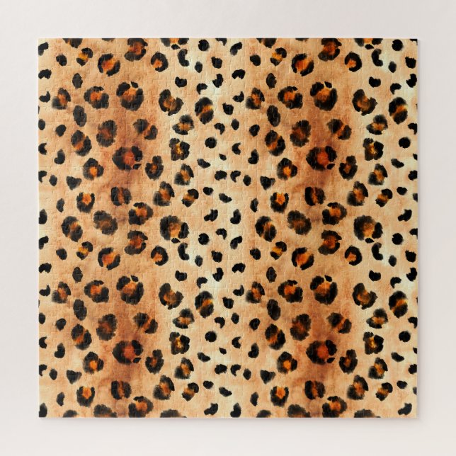 Aquarellleopard Print: Exotic Fur Textur Puzzle (Vertikal)