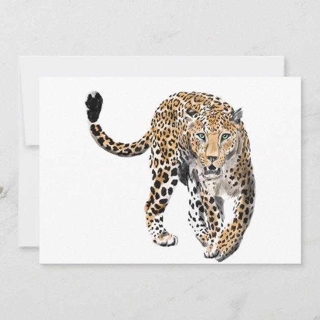 Aquarellleopard-Urwaldkatze grün gestrichen Ankündigung (Vorderseite)
