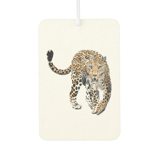 Aquarellleopard-Urwaldkatze grün gestrichen Autolufterfrischer (Vorderseite)