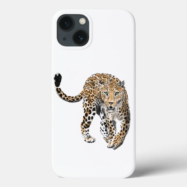 Aquarellleopard-Urwaldkatze grün gestrichen Case-Mate iPhone Hülle (Rückseite)