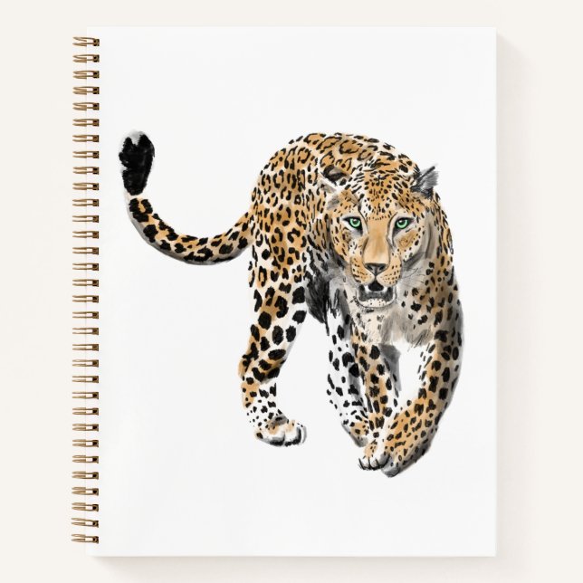 Aquarellleopard-Urwaldkatze grün gestrichen Notizbuch (Vorderseite)