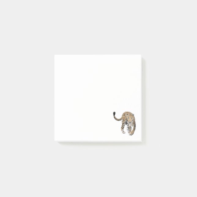 Aquarellleopard-Urwaldkatze grün gestrichen Post-it Klebezettel (Vorderseite)