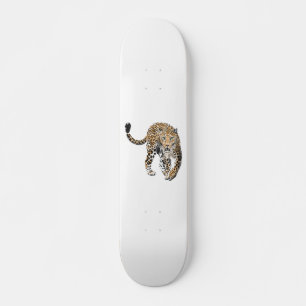 Aquarellleopard-Urwaldkatze grün gestrichen Skateboard