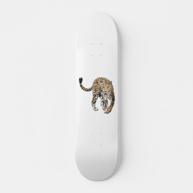 Aquarellleopard-Urwaldkatze grün gestrichen Skateboard (Vorne)