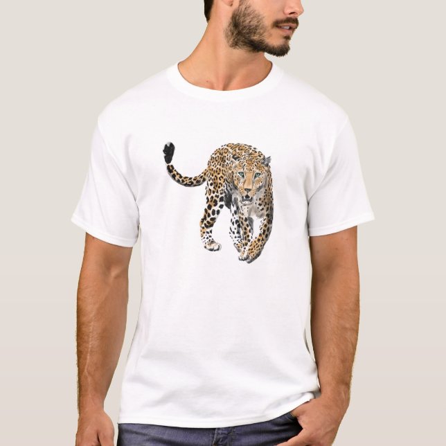 Aquarellleopard-Urwaldkatze grün gestrichen T-Shirt (Vorderseite)