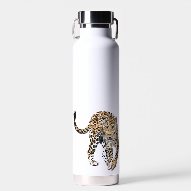 Aquarellleopard-Urwaldkatze grün gestrichen Trinkflasche (Vorne)