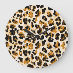 Aquarellleoparde, Farbverlauf von Krawatte und Far Große Wanduhr