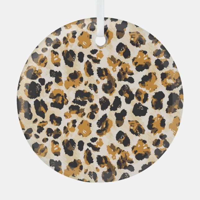 Aquarellleoparde, Farbverlauf von Krawatte und Far Ornament Aus Glas (Vorderseite)