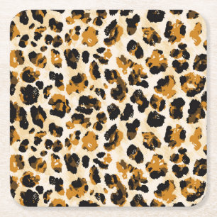 Aquarellleoparde, Farbverlauf von Krawatte und Far Rechteckiger Pappuntersetzer