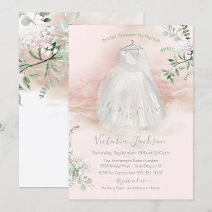 Aquarelllicht & Airy Bridal Gown Dusche Einladung