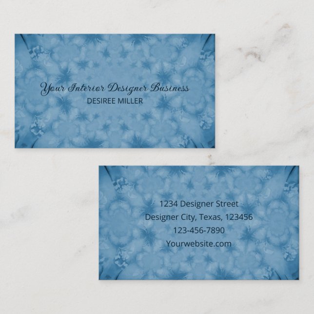 Aquarelllicht Blaue Vintage Antike Textur Visitenkarte (Vorne/Hinten)