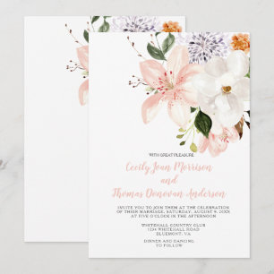 Aquarelllien, Peonies, Magnolien Einladung