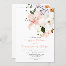 Aquarelllien, Peonies, Magnolien Einladung