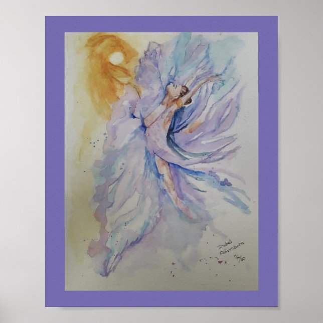 Aquarelllik Ballerina mit Sonne Jigsaw Puzzle Poster (Vorne)