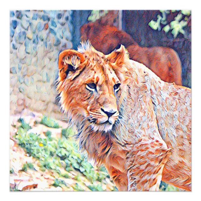Aquarelllion Fotodruck (Vorne)