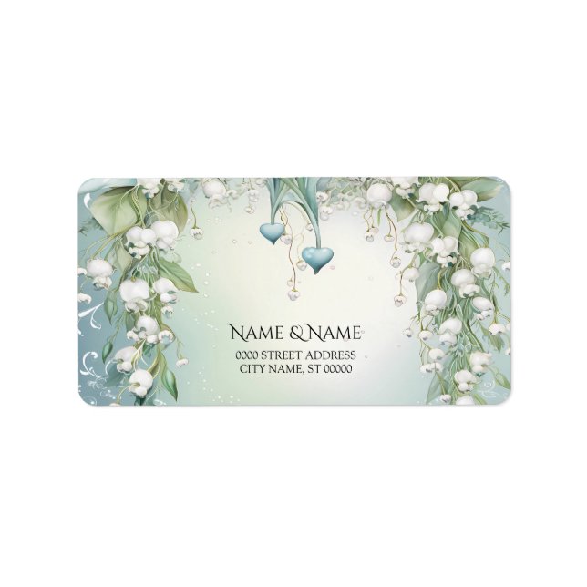 Aquarelllische Lily des Valley Address Label Adressaufkleber (Vorne)