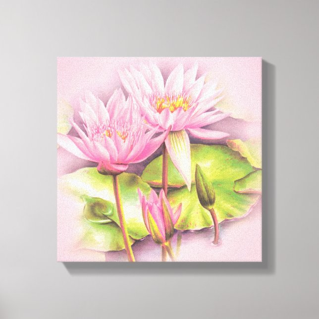 Aquarelllische Rosa Quadratzoll Leinwand Kunstdruc (Vorderseite)