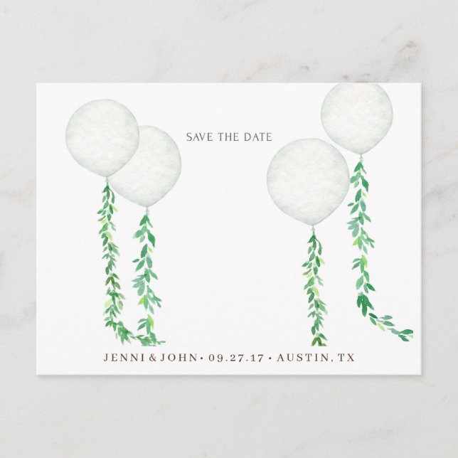 Aquarellluftballons mit grünem Verzweig Postkarte (Vorderseite)