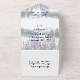 Aquarelllupine und Gebirge All In One Einladung