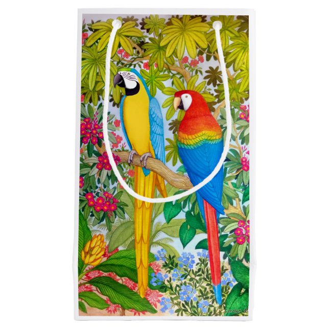 AquarellMacaw plappert Geschenk-Tasche nach Kleine Geschenktüte (Vorderseite)