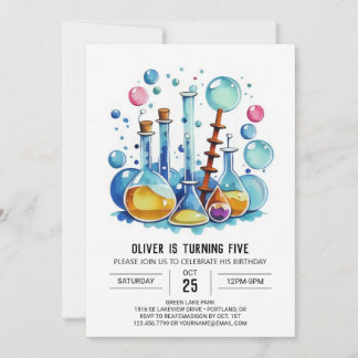 Aquarellmad Scientist Experiment Geburtstag Einladung