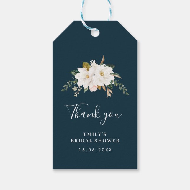 Aquarellmagnolia blühendes Brautparty Geschenkanhänger (Vorderseite)