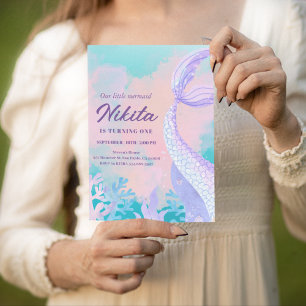 Aquarellmaid 1. Geburtstag Einladung
