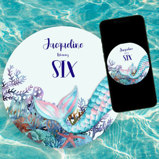 Aquarellmaid am 6. Geburtstag unter dem Meer Einladung