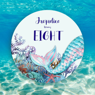 Aquarellmaid am 8. Geburtstag unter dem Meer Einladung