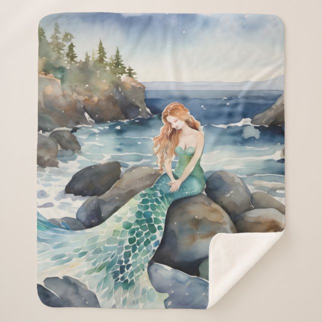 Aquarellmaid auf einem Felsen Sherpadecke (Vorderseite)