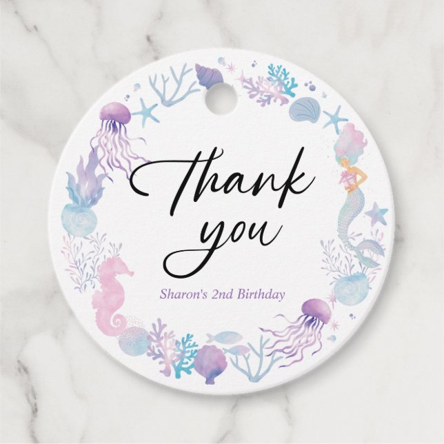 Aquarellmaid unter dem Meer Vielen Dank Geschenkanhänger (Vorderseite)