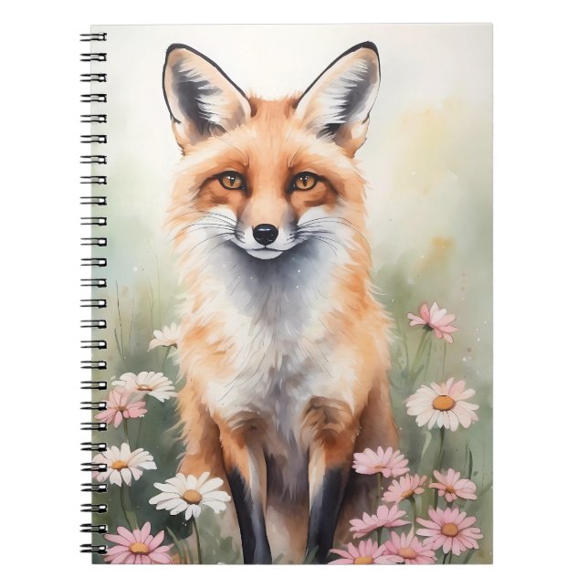 Aquarellmaler Fox mit dunklen Blume Notizblock (Vorderseite)