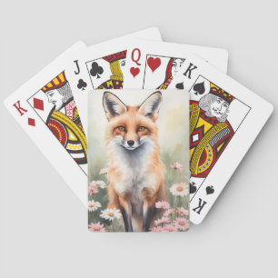 Aquarellmaler Fox mit dunklen Blume Spielkarten