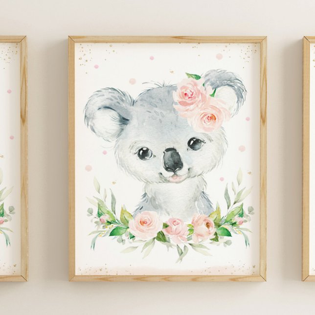 Aquarellmaler Koala Blush Pink Blumenwall Poster (Von Creator hochgeladen)
