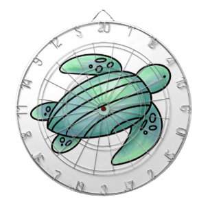 Aquarellmaler Meeresschildkröte Cartoon blau grün Dartscheibe