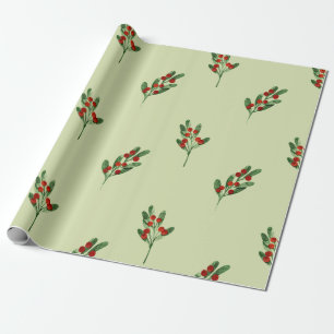 Aquarellmaler Mistletofen mit Roten Bereren Weihna Geschenkpapier