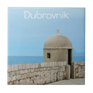 Aquarellmalerei an der Stadtmauer von Dubrovnik Fliese