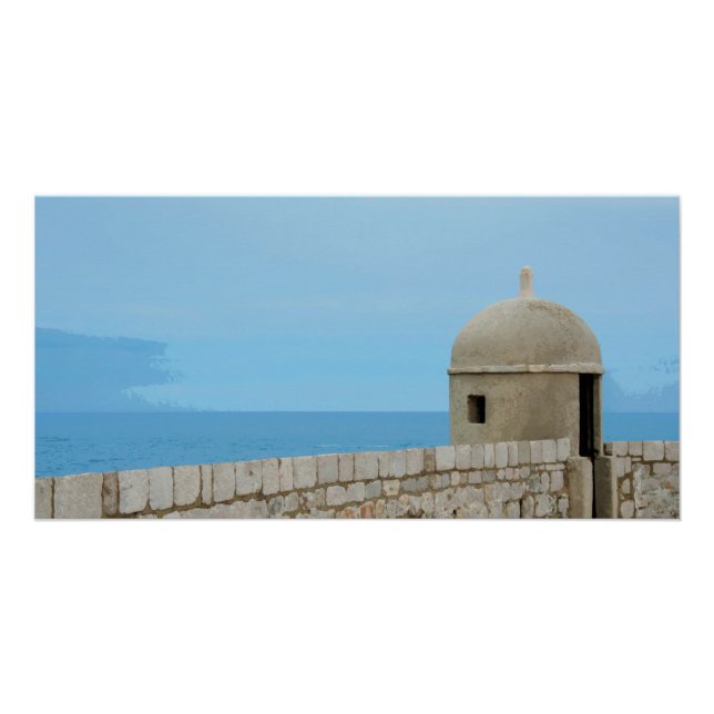 Aquarellmalerei an der Stadtmauer von Dubrovnik Poster (Vorderseite)