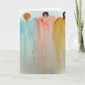 Aquarellmalerei auf 3 Engel, Figuren oder Frauen Karte