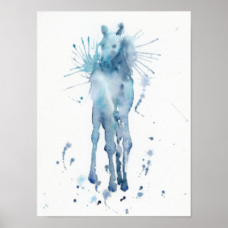 Aquarellmalerei auf Abstraktem Pferdefohlen Poster