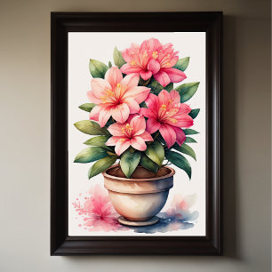 Aquarellmalerei auf Azalea in Pot Pink II Poster