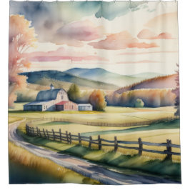 Aquarellmalerei auf Bauernstall Duschvorhang