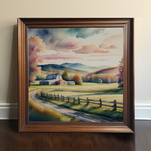 Aquarellmalerei auf Bauernstall Poster