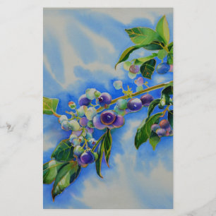Aquarellmalerei auf Blaubeere Briefpapier