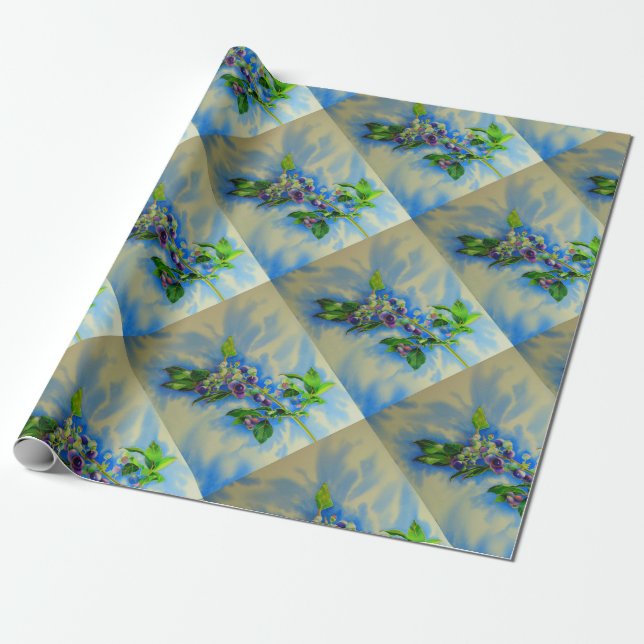 Aquarellmalerei auf Blaubeere Geschenkpapier (Ungerollt)