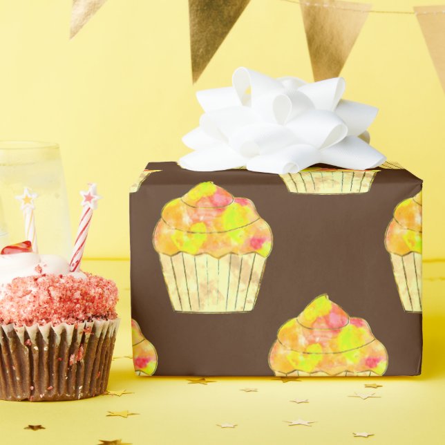 Aquarellmalerei auf Braun Geschenkpapier (Geburtstagsparty)