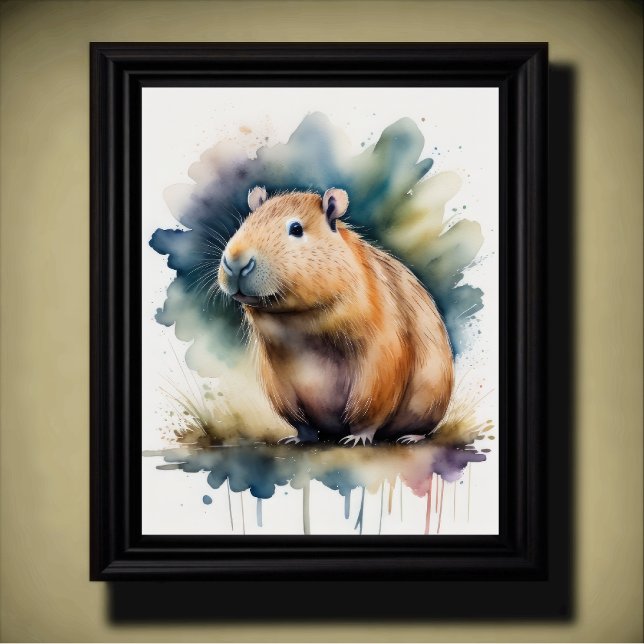 Aquarellmalerei auf Capybara 5:4 Poster (Von Creator hochgeladen)